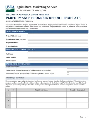Specialty Crop Grant Program Progress Report Template - Performance Review 2022 and Beyond