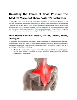 Unlocking the Power of Good Posture