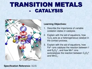 Transition Metals in Catalysis: Importance and Examples