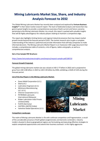 Mining Lubricants Market Size, Share, and Industry Analysis Forecast to 2032
