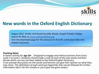 New Words Added to the Oxford English Dictionary August 2011