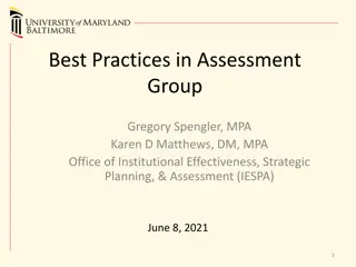 Assessment Group Best Practices and Strategic Planning Update