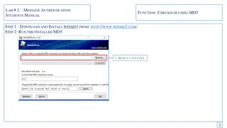 Message Authentication Lab Manual - Checksum with MD5, SHA-1, and SHA-2