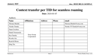 IEEE 802.11-24/1851r1 Seamless Roaming Context Transfer TID Study
