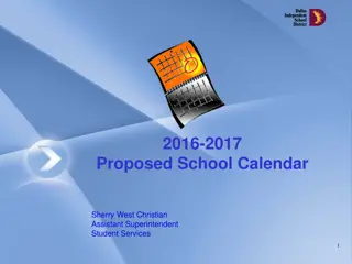 Proposed School Calendar and Requirements for 2016-2017 Academic Year