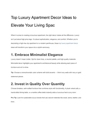 Top Luxury Apartment Decor Ideas to Elevate Your Living Spac