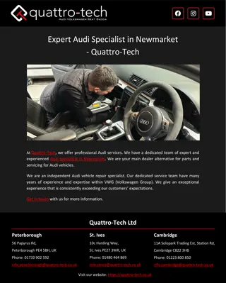 Expert Audi Specialist in Newmarket - Quattro-Tech