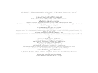 Chemistry Solutions and Concentrations Calculations