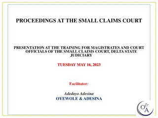 Small Claims Court Procedures for Magistrates and Court Officials