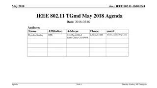 IEEE 802.11 TGmd May 2018 Agenda