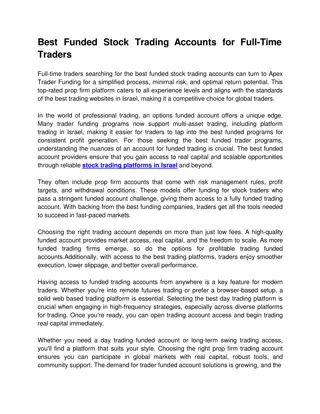 Best Funded Stock Trading Accounts for Full-Time Traders