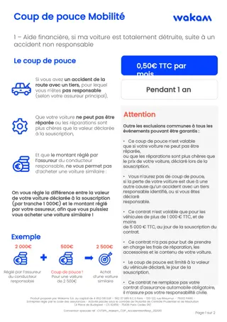 Financial Assistance for Non-Responsible Accidents - Coup de Pouce Mobilité