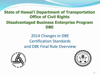 Hawaii Department of Transportation DBE Program Changes 2014