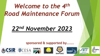 Road Maintenance Forum: Strategic Perspectives and Best Practices