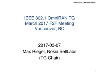 IEEE 802.1 OmniRAN TG March 2017 F2F Meeting Vancouver