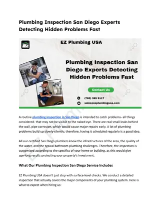 Plumbing Inspection San Diego Experts Detecting Hidden Problems Fast