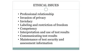 Ethical Issues in Professional Practice and Code of Ethics for Psychologists