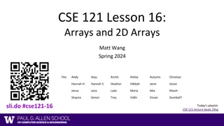 Spring 2024 CSE 121 Lesson 16: Arrays and 2D Arrays Announcements and Final Exam Details
