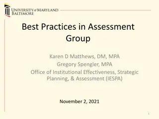 Assessment Group Best Practices and Meeting Objectives