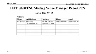 IEEE 802 Meeting Venue Manager Report 2024
