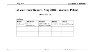 IEEE 11-18/0613r3 1st Vice Chair Report May 2018 Warsaw Poland