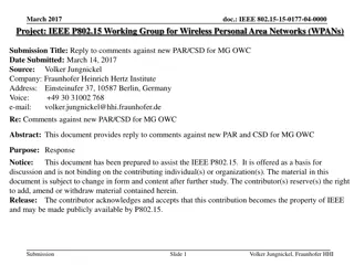 IEEE 802.15 Working Group Reply to Comments on New PAR/CSD for MG OWC
