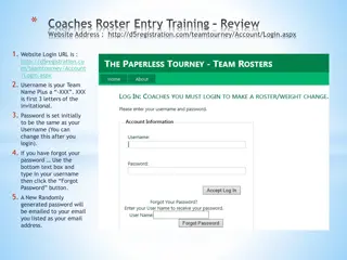 Team Roster Management System - Entry, Training Review, Website Login