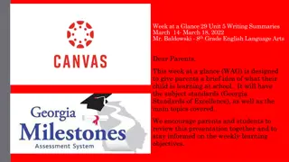 8th Grade ELA Week at a Glance: Writing Summaries & Georgia Milestones Practice