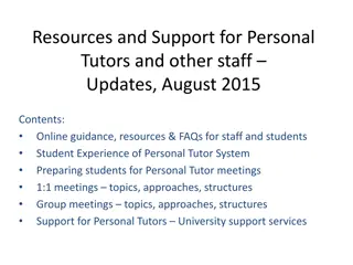 Support and Resources for Personal Tutors: Enhancing Student Engagement
