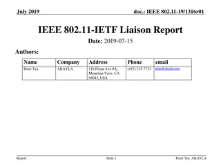 IEEE 802.11-IETF Liaison Report Summary July 2019