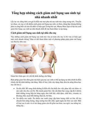 Tổng hợp những cách giảm mỡ bụng sau sinh tại nhà nhanh nhất