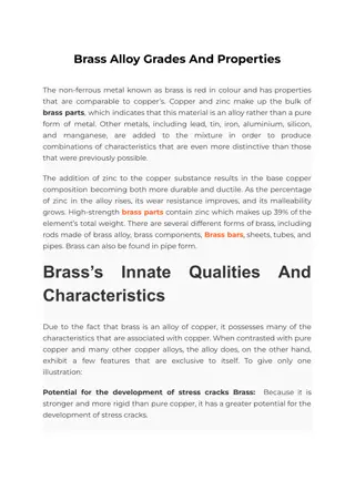 Brass Alloy Grades And Properties