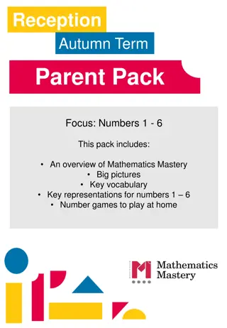 Developing Mastery in Mathematics: Reception Autumn Term Parent Pack Focus on Numbers 1-6