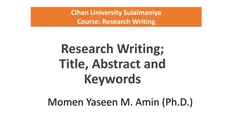 Effective Strategies for Crafting Research Titles and Abstracts