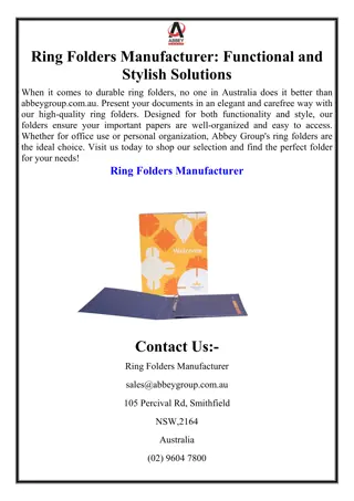 Ring Folders Manufacturer: Functional and Stylish Solutions
