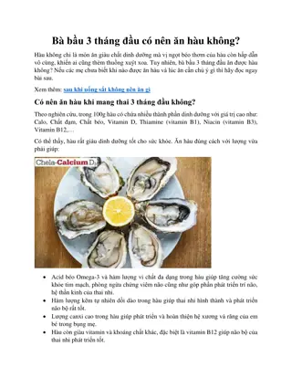 Bà bầu 3 tháng đầu có nên ăn hàu không