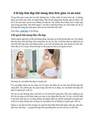4 bí kíp làm đẹp khi mang thai đơn giản và an toàn