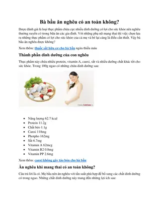 Bà bầu ăn nghêu có an toàn không