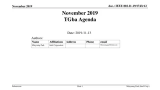 IEEE 802.11 TGba Wake-up Radio Operation Agenda November 2019