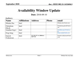 IEEE 802.11-14/1604r1 September 2018 Availability Window Update