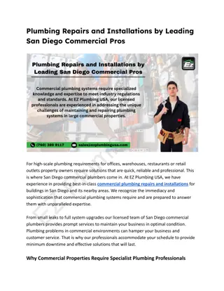 Plumbing Repairs and Installations by Leading San Diego Commercial Pros