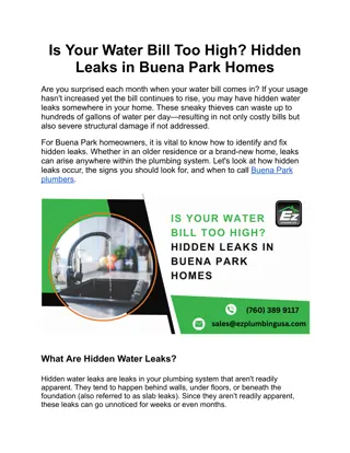Is Your Water Bill Too High Hidden Leaks in Buena Park Homes