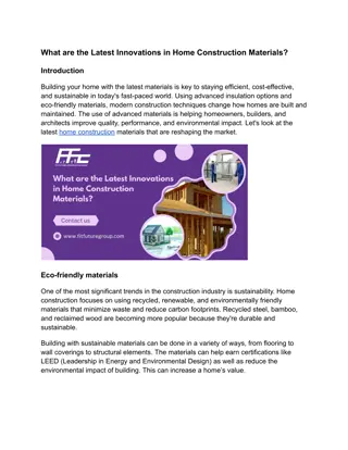 What are the Latest Innovations in Home Construction Materials