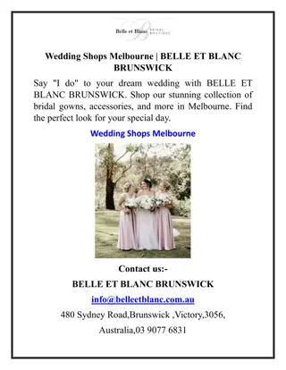Wedding Shops Melbourne  BELLE ET BLANC BRUNSWICK