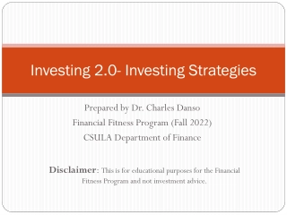 Investing 2.0 - Investing Strategies