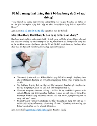 Bà bầu mang thai tháng thứ 8 bị đau bụng dưới có sao không