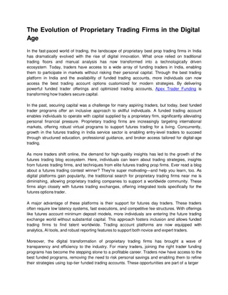 The Evolution of Proprietary Trading Firms in the Digital Age