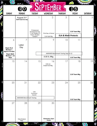 Academic Calendar for Elementary School