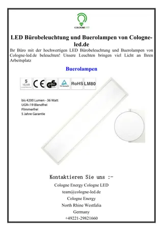 LED Bürobeleuchtung und Buerolampen von Cologne-led.de