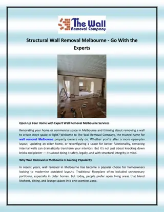 Structural Wall Removal Melbourne - Go With the Experts